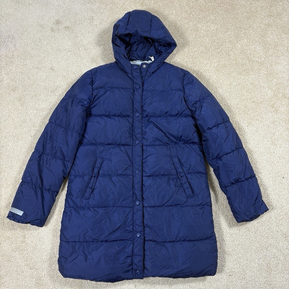 Vintage Abercrombie & Fitch Goose Down Puffer Navy Blue Hooded Button Medium M